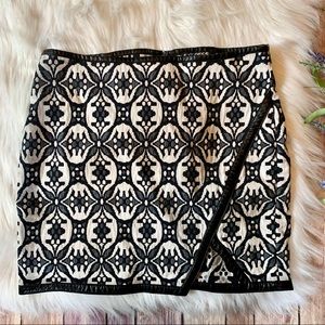 Express | Leather Trim Faux Wrap Skirt